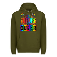 Army Green the fuuture is queer Premium Hoodie - AdoDesignShop