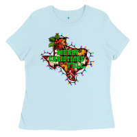 Baby Blue merry Christmas y'all Texas map Ladies Tee - BarkalooDesign