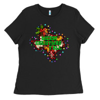 Black merry Christmas y'all Texas map Ladies Tee - BarkalooDesign