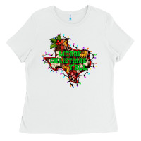 White merry Christmas y'all Texas map Ladies Tee - BarkalooDesign