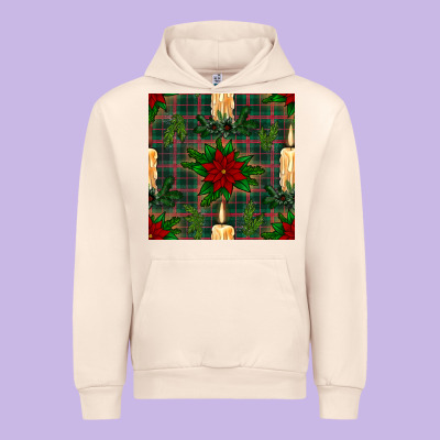 Christmas Candle And Ornaments Seamless Pattern Urban Hoodie Designed By Bundleandbundleshop