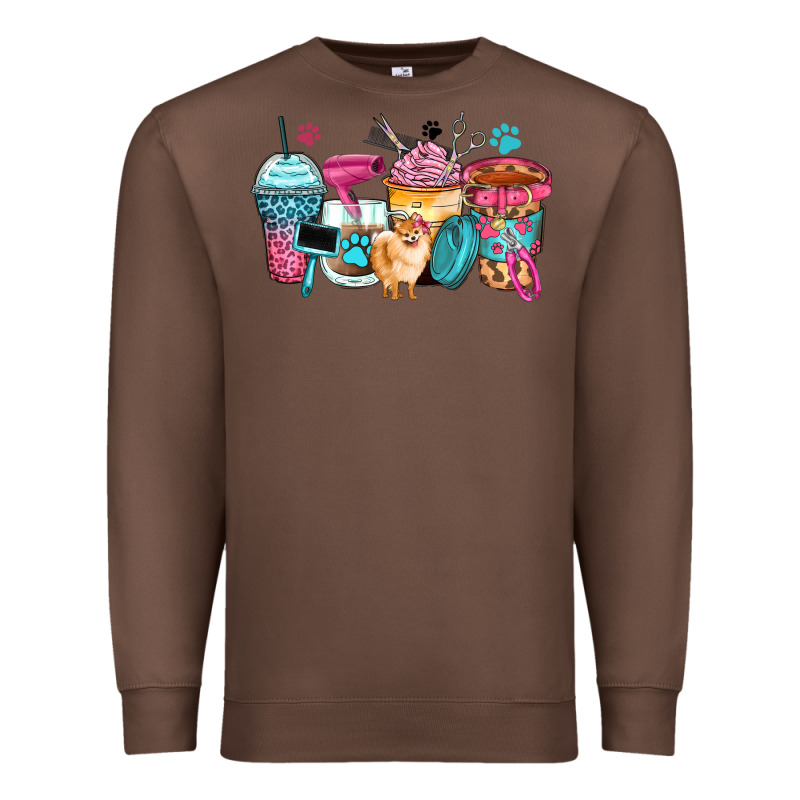 Pet Groomer Coffee Cups Premium Sweatshirt by Zillion Design Studio | Teevron