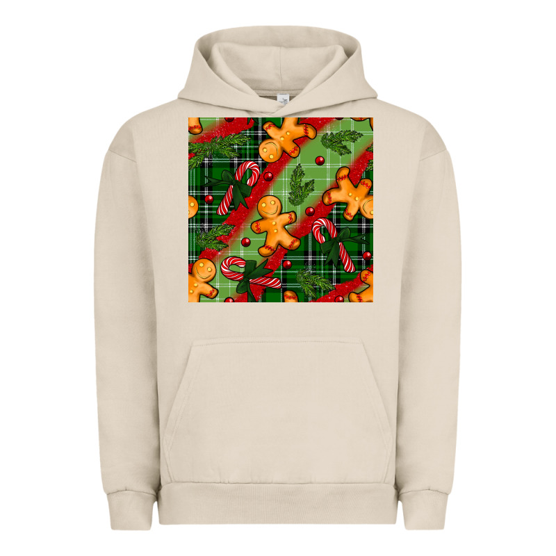Christmas Gingerbread Man And Candy Cane Seamless Pattern Urban Hoodie by BundleAndBundleShop | Teevron