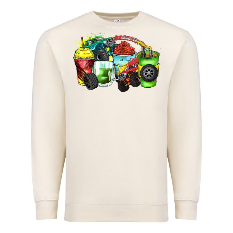 Monster Truck Coffee Cups Premium Sweatshirt by Zillion Design Studio | Teevron