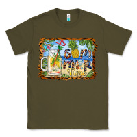 Army Green summer time pineapple and  beach Classic Tee - BarkalooDesign
