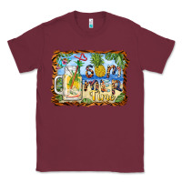 Burgundy summer time pineapple and  beach Classic Tee - BarkalooDesign