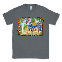 Charcoal Heather summer time pineapple and  beach Classic Tee - BarkalooDesign