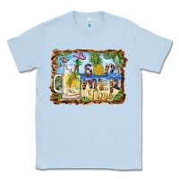 Dusty Blue summer time pineapple and  beach Classic Tee - BarkalooDesign