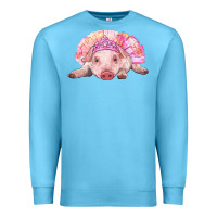 Ocean Blue Balerina Baby Pig With Tutu Premium Sweatshirt - RanaPortraitStore