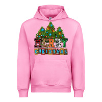 Fuchsia Pink merry christmas with christmas trees Urban Hoodie - AdoDesignShop
