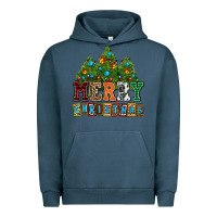 Pigment Midnight Navy merry christmas with christmas trees Urban Hoodie - AdoDesignShop