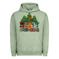 Pigment Oil Green merry christmas with christmas trees Urban Hoodie - AdoDesignShop