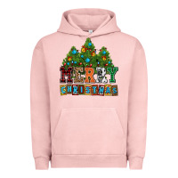 Pigment Salmon merry christmas with christmas trees Urban Hoodie - AdoDesignShop