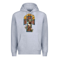 Heather Grey leopard cross  sunflower Premium Hoodie - JahusDesignShop