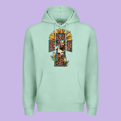 Leopard Cross  Sunflower Premium Hoodie Designed By Jahusdesignshop