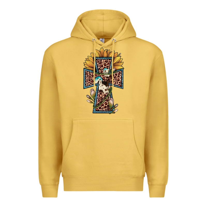 Leopard Cross  Sunflower Premium Hoodie by JahusDesignShop | Teevron
