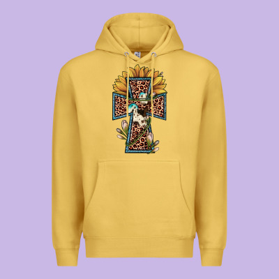 Leopard Cross  Sunflower Premium Hoodie Designed By Jahusdesignshop