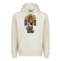Oatmeal Heather leopard cross  sunflower Premium Hoodie - JahusDesignShop
