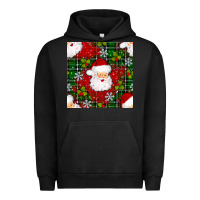Pigment Black Christmas Santa Claus Seamless Pattern Urban Hoodie - BundleAndBundleShop