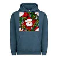 Pigment Midnight Navy Christmas Santa Claus Seamless Pattern Urban Hoodie - BundleAndBundleShop