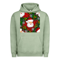 Pigment Oil Green Christmas Santa Claus Seamless Pattern Urban Hoodie - BundleAndBundleShop