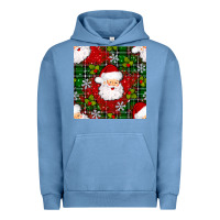 Pigment Pebble Blue Christmas Santa Claus Seamless Pattern Urban Hoodie - BundleAndBundleShop