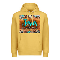 Antique Gold jesus loves you Premium Hoodie - JahusDesignShop