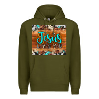 Army Green jesus loves you Premium Hoodie - JahusDesignShop