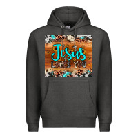 Charcoal Heather jesus loves you Premium Hoodie - JahusDesignShop