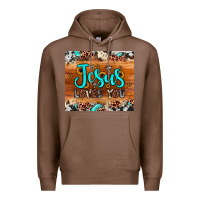 Chestnut jesus loves you Premium Hoodie - JahusDesignShop
