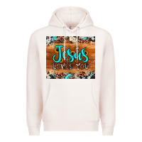 Pale Pink jesus loves you Premium Hoodie - JahusDesignShop