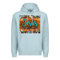 Blue Mist jesus loves you Premium Hoodie - JahusDesignShop