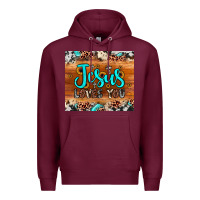 Burgundy jesus loves you Premium Hoodie - JahusDesignShop