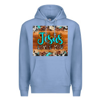 Colony Blue jesus loves you Premium Hoodie - JahusDesignShop