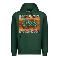 Sports Green jesus loves you Premium Hoodie - JahusDesignShop