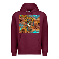 Burgundy leopard cross sunflower Premium Hoodie - JahusDesignShop