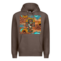 Coffee leopard cross sunflower Premium Hoodie - JahusDesignShop