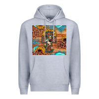 Heather Grey leopard cross sunflower Premium Hoodie - JahusDesignShop
