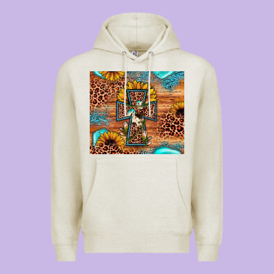 Leopard Cross Sunflower Premium Hoodie Designed By Jahusdesignshop