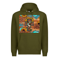 Army Green leopard cross sunflower Premium Hoodie - JahusDesignShop