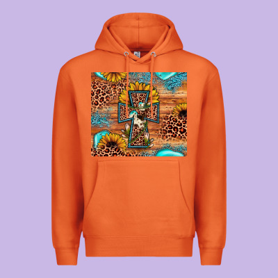 Leopard Cross Sunflower Premium Hoodie Designed By Jahusdesignshop