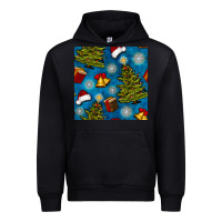 Black christmas trees and bells seamless pattern Urban Hoodie - BundleAndBundleShop