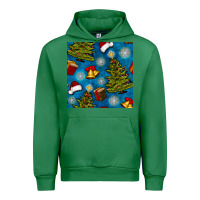 Emerald christmas trees and bells seamless pattern Urban Hoodie - BundleAndBundleShop