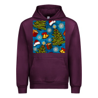 Mauve Wine christmas trees and bells seamless pattern Urban Hoodie - BundleAndBundleShop