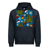 Navy christmas trees and bells seamless pattern Urban Hoodie - BundleAndBundleShop