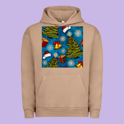 Christmas Trees And Bells Seamless Pattern Urban Hoodie Designed By Bundleandbundleshop