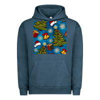 Pigment Midnight Navy christmas trees and bells seamless pattern Urban Hoodie - BundleAndBundleShop