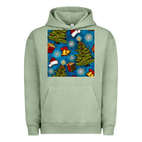 Pigment Oil Green christmas trees and bells seamless pattern Urban Hoodie - BundleAndBundleShop