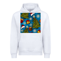 White christmas trees and bells seamless pattern Urban Hoodie - BundleAndBundleShop