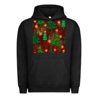 Pigment Black christmas trees seamless pattern Urban Hoodie - BundleAndBundleShop